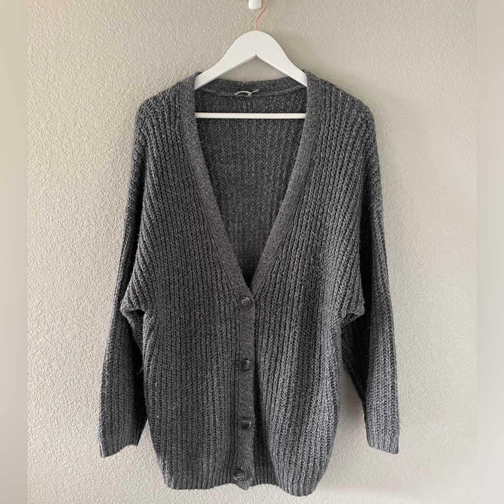 ASOS DESIGN oversize cardigan in chunky rib with buttons